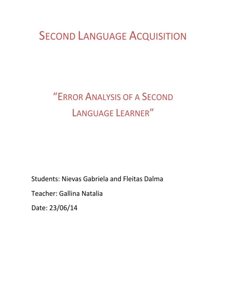 Error Analysis in Second Language Learning | PDF