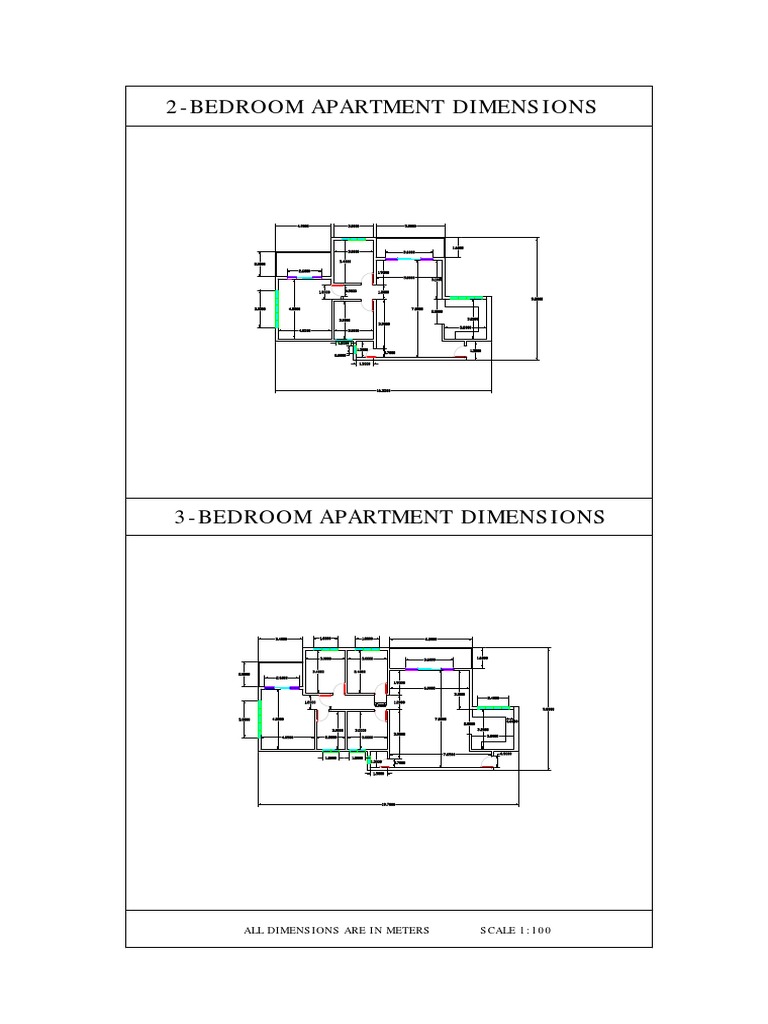 2-Bedroom Apartment Dimensions: All Dimensions Are in Meters Scale 1: ...