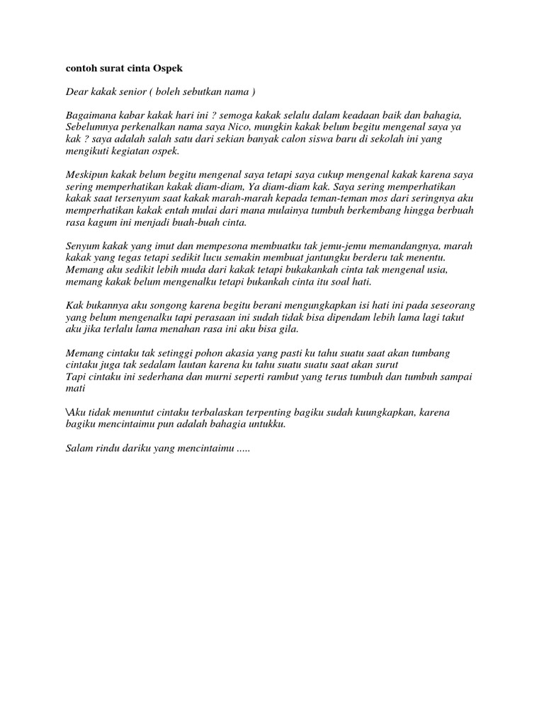 Contoh Surat Cinta Nusagates