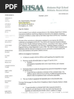 AHSAA Parker Violations Letter