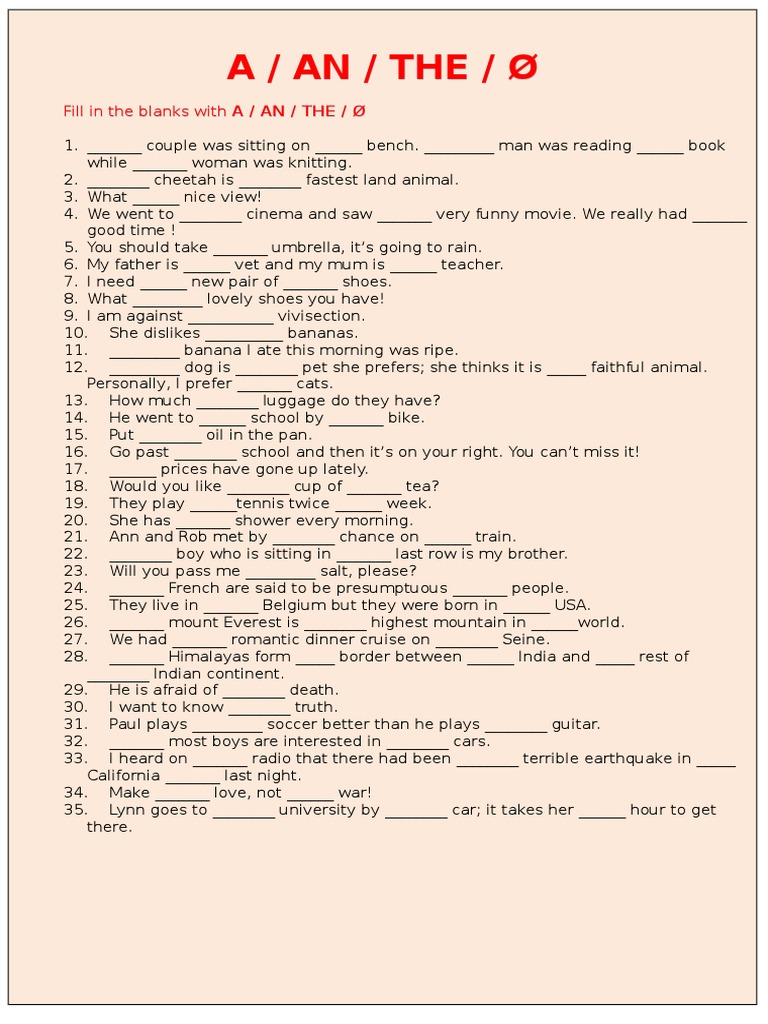 Articles A An The Or No Article Pdf