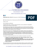 Ebola Public Health Preparedness Letter Issued Oct. 15, 2014 by The City of Springfield, Mass.