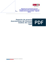 Presencia de Asociaciones de Consumidores en medios nacionales. Agosto 2014