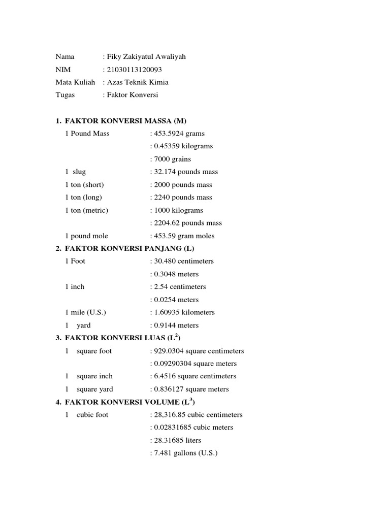 Comprehensive Conversion Factors Guide | PDF