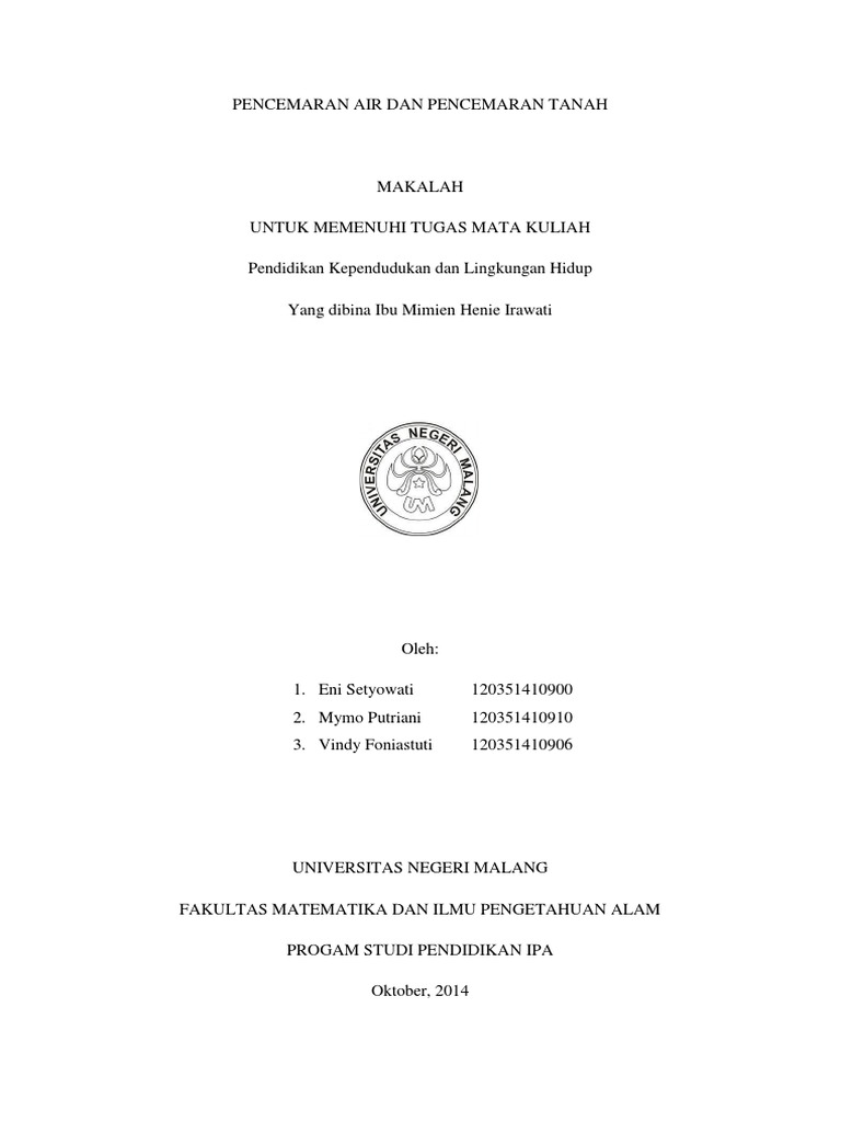 Makalah Pencemaran Air Dan Tanah