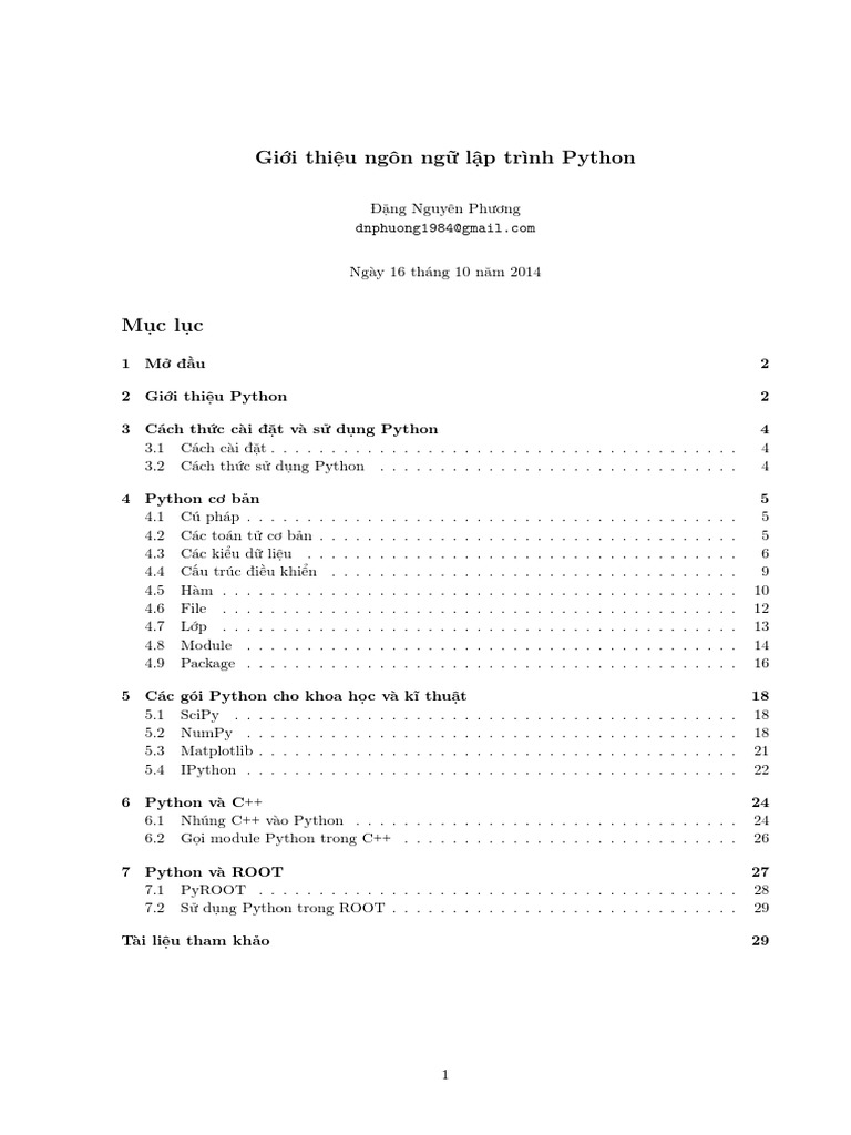 Giới thiệu ngôn ngữ lập trình Python | PDF
