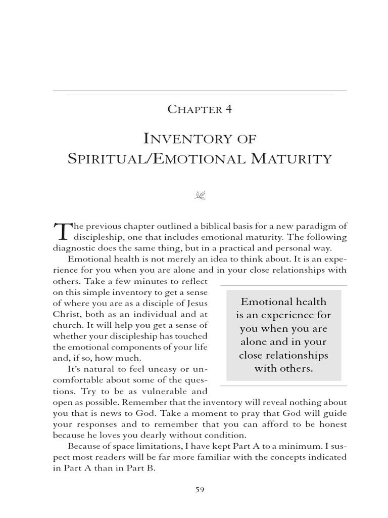 Emotional/Spiritual Maturity Inventory | PDF | Disciple (Christianity ...
