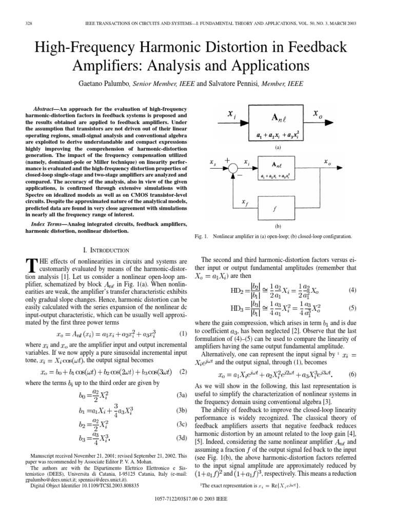 High Frequency Harmonic Distortion in Amplifiers PDF | PDF | Amplifier ...