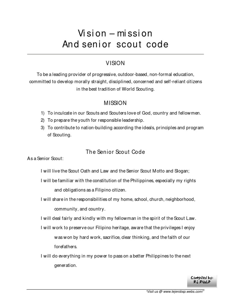 Senior Scout Mission and Vision Statement | PDF