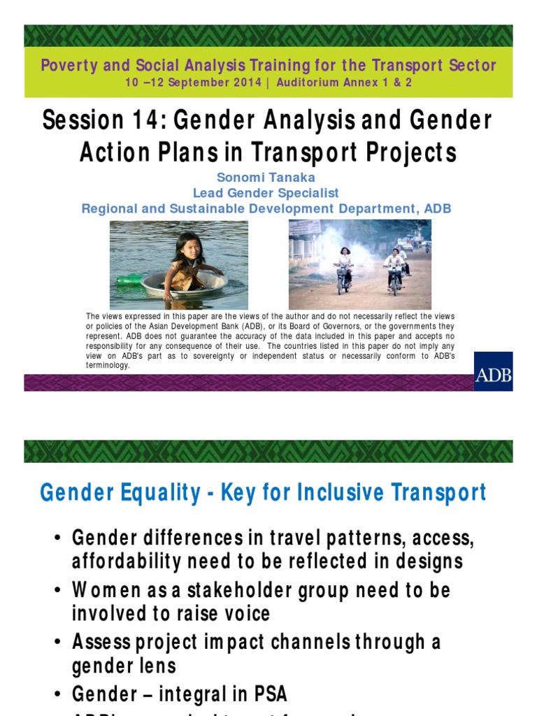 Gender Action Plans for Transport Projects | PDF | Gender Role | Gender