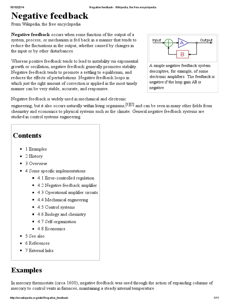 Negative Feedback - Wikipedia, The Free Encyclopedia PDF | PDF ...