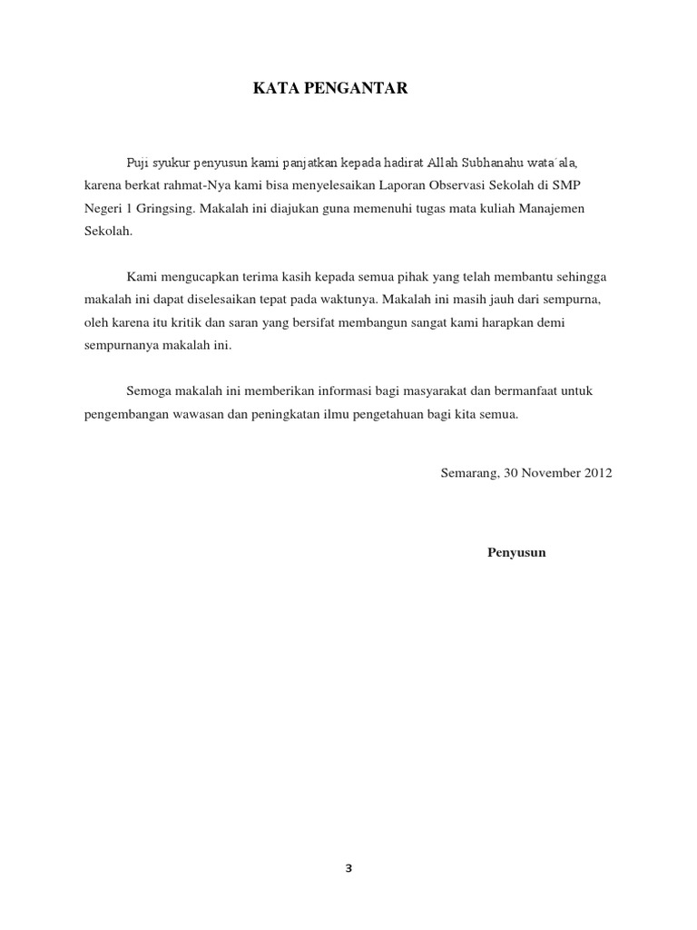 Laporan Observasi Manajemen Sekolah