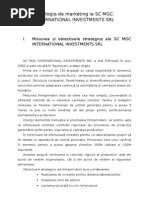 Strategia de Marketing La Sc Mgc International Investments Srl