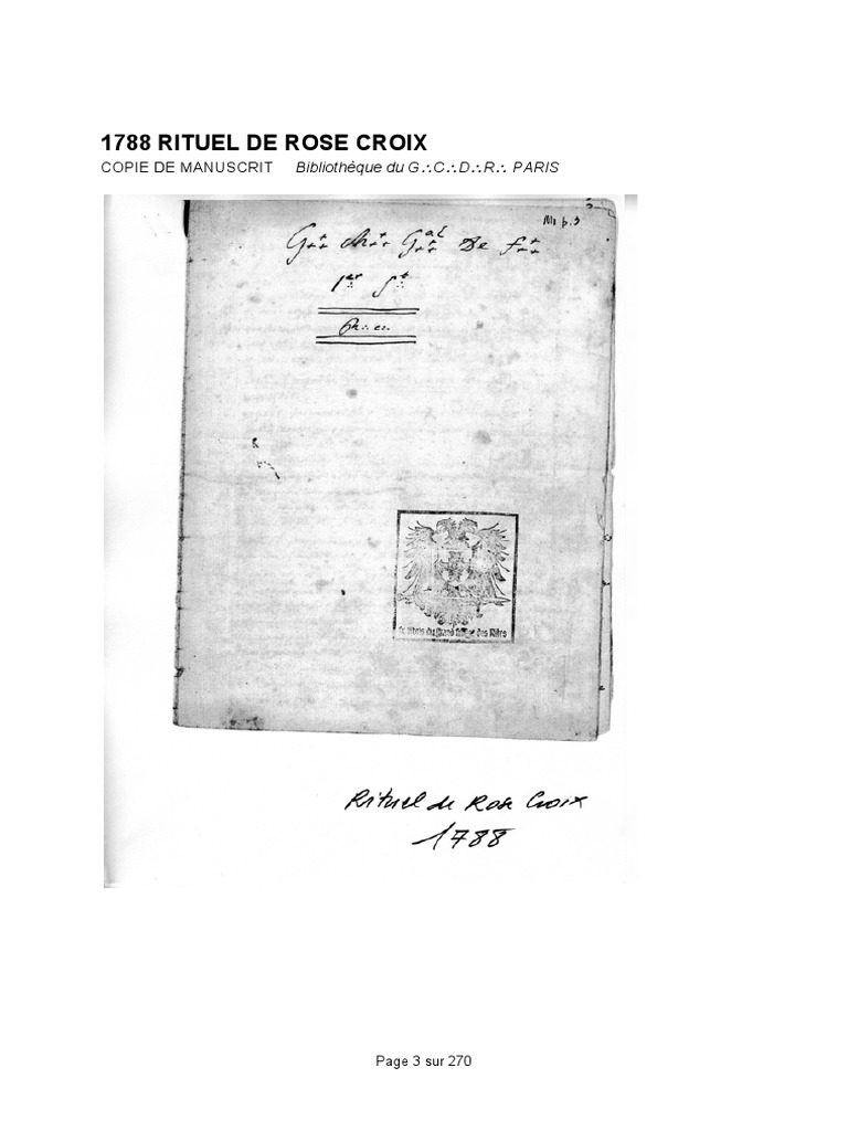 Rituel de Rose-Croix 1788 | PDF