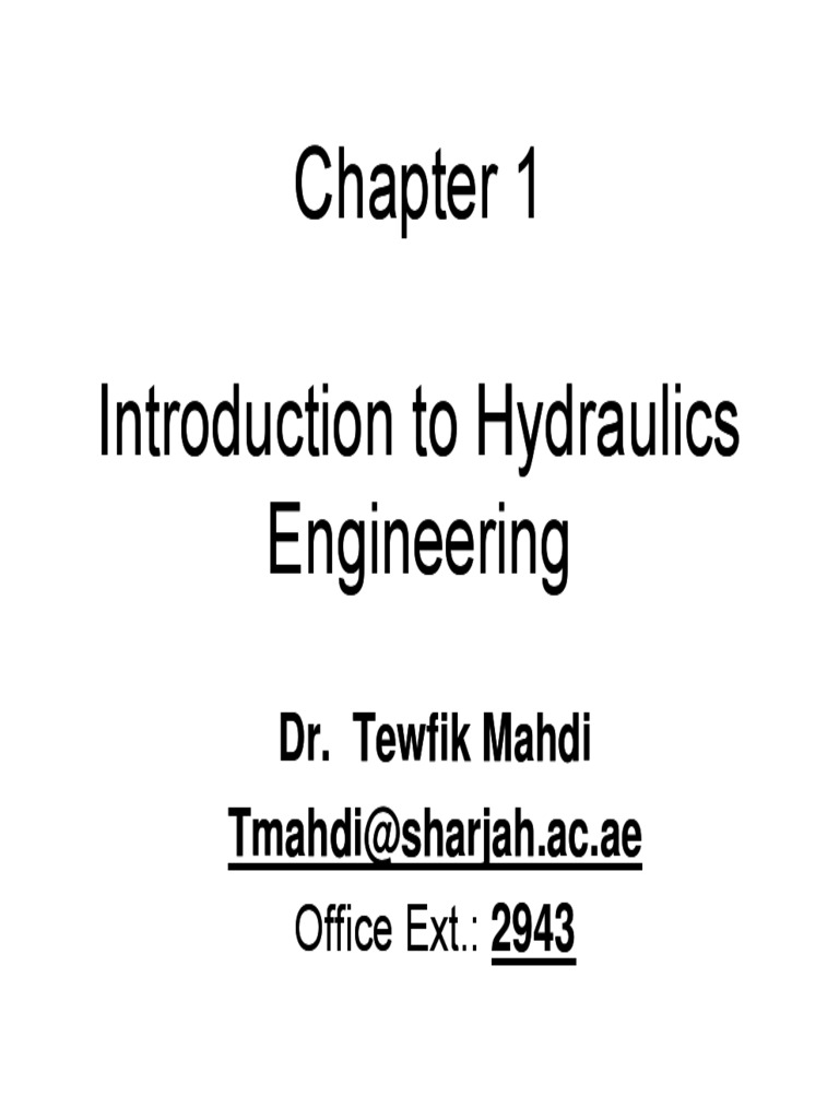 Chapter 1 Introduction To Hydraulics PDF Reynolds Number Fluid