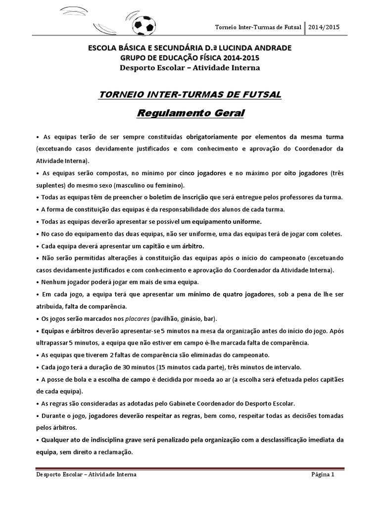 Regras Basicas e Sistemas No Futsal, PDF