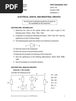 Electrical, Digital and Industrial Circuits: First Sequence Test