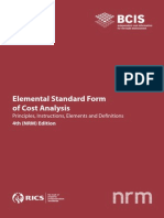 BCIS Elemental Standard Form of Cost Analysis 4th NRM Edition 2012