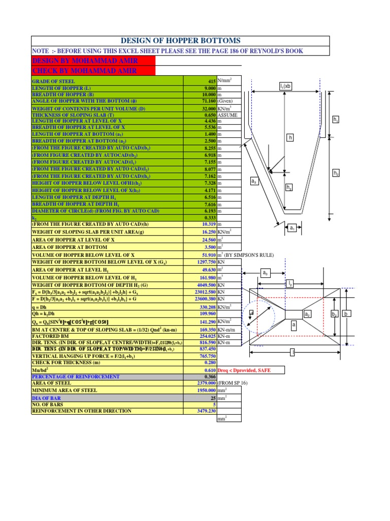 Hopper Design Calculations Report | PDF | Technology & Engineering
