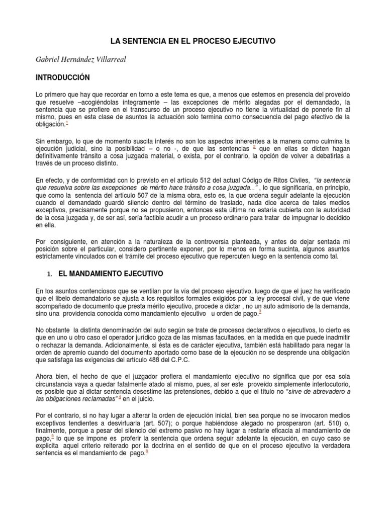 La Sentencia en El Proceso Ejecutivo PDF | Descargar gratis PDF | Ley