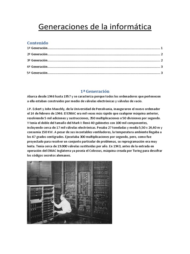 Generaciones de La Informática PDF | PDF | Microprocesador | Unidad ...