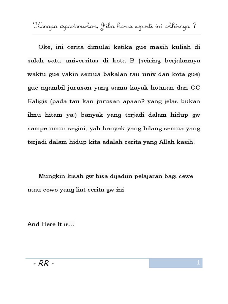 Kenapa Dipertemukan Jika Harus Seperti Ini Akhirnya Kenapa Dipertemukan Jika Harus Seperti Ini Akhirnya