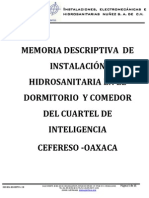 Memoria Descriptiva de Instalación Hidrosanitaria Del Cin PDF