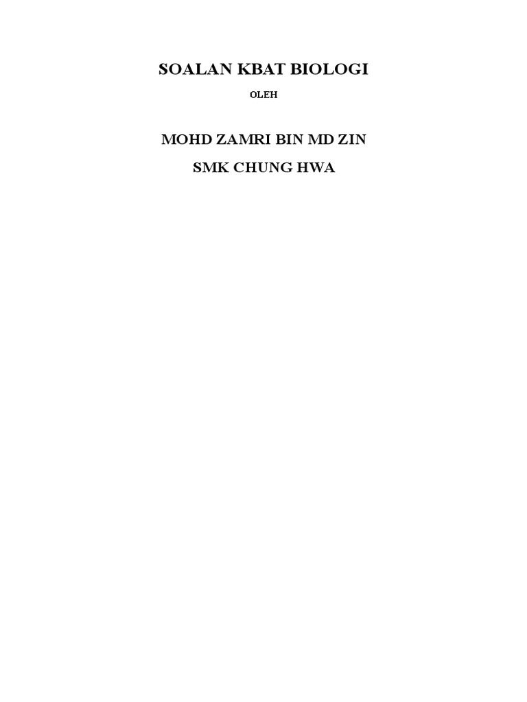 Soalan Kbat Biologi