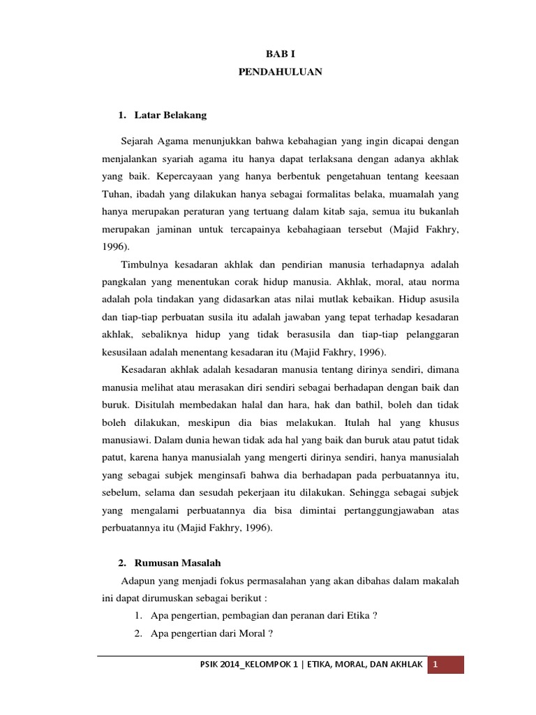 Pembahasan Makalah Etika Moral Dan Akhlak Pdf