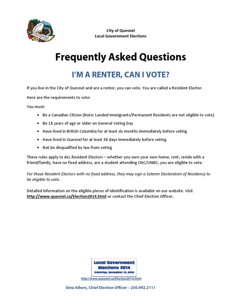2014 Quesnel Election FAQ #5 | PDF