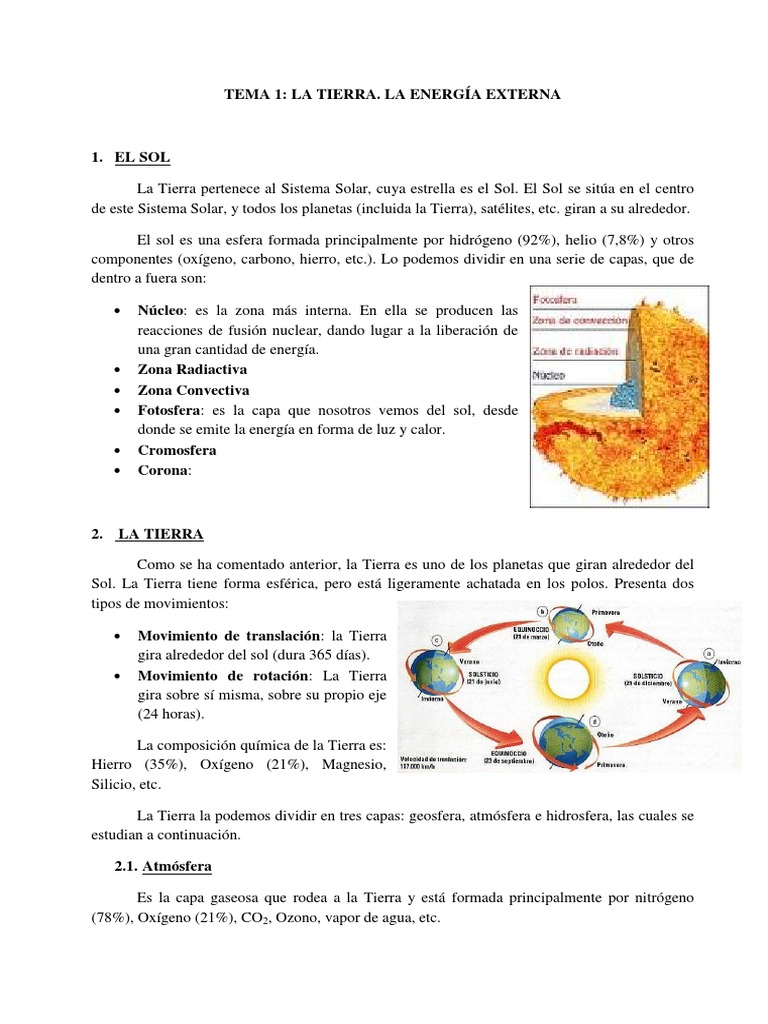 Tema 1 La Tierra Docx Sol Atmosfera