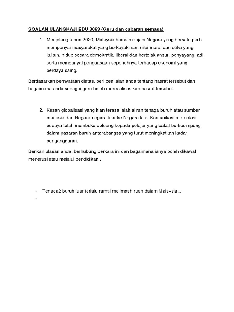 Soalan Ulangkaji Edu 3083