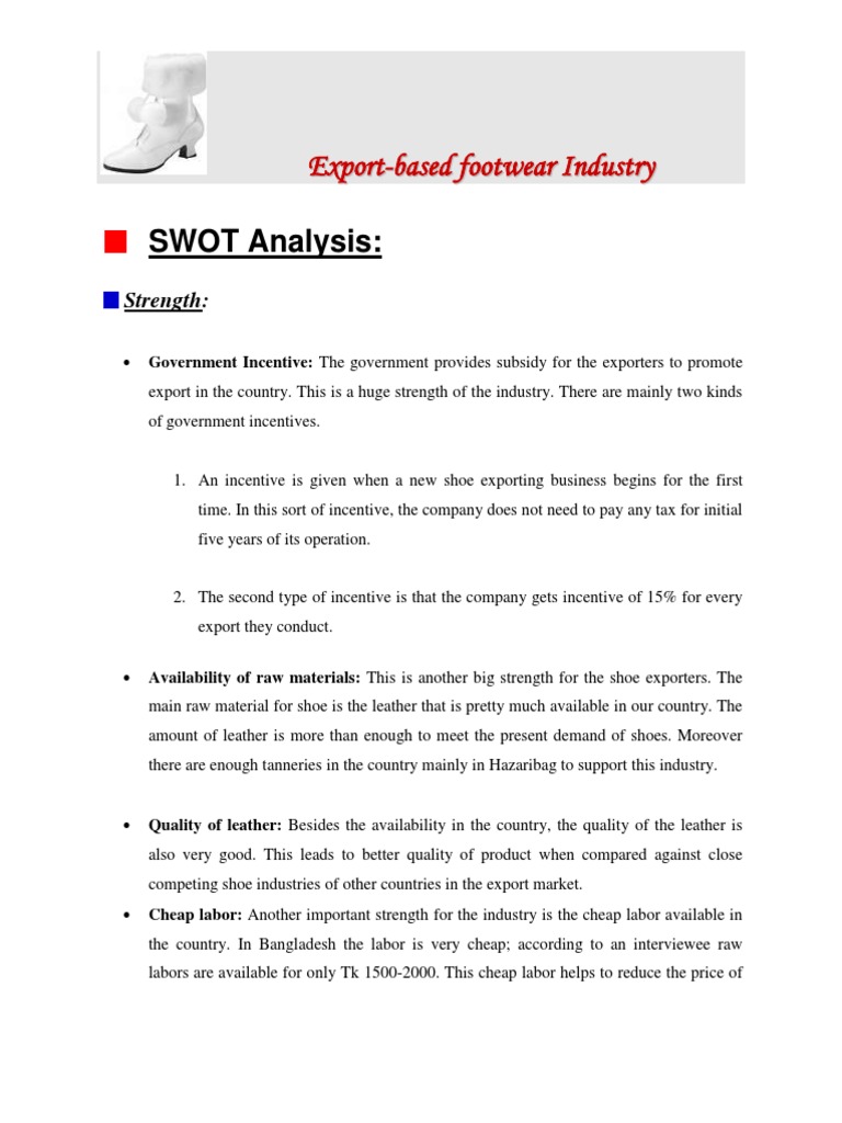 SWOT Analysis of Footware Industry Leather Exports