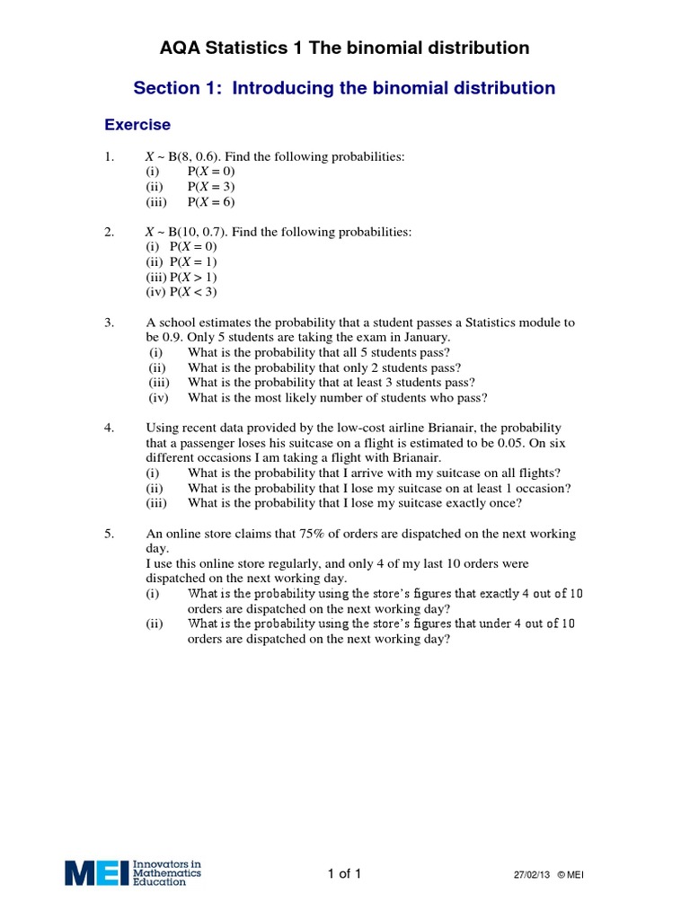 Introducing The Binomial Distribution PDF | PDF