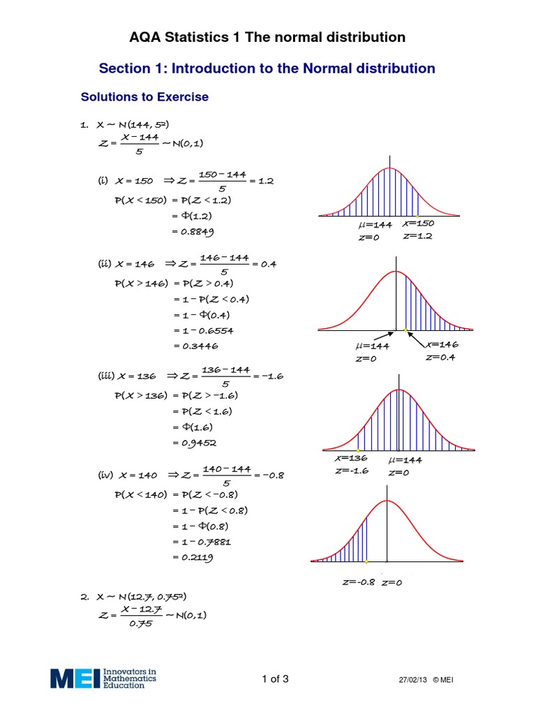 Introducing The Normal Distribution Solutions PDF PDF