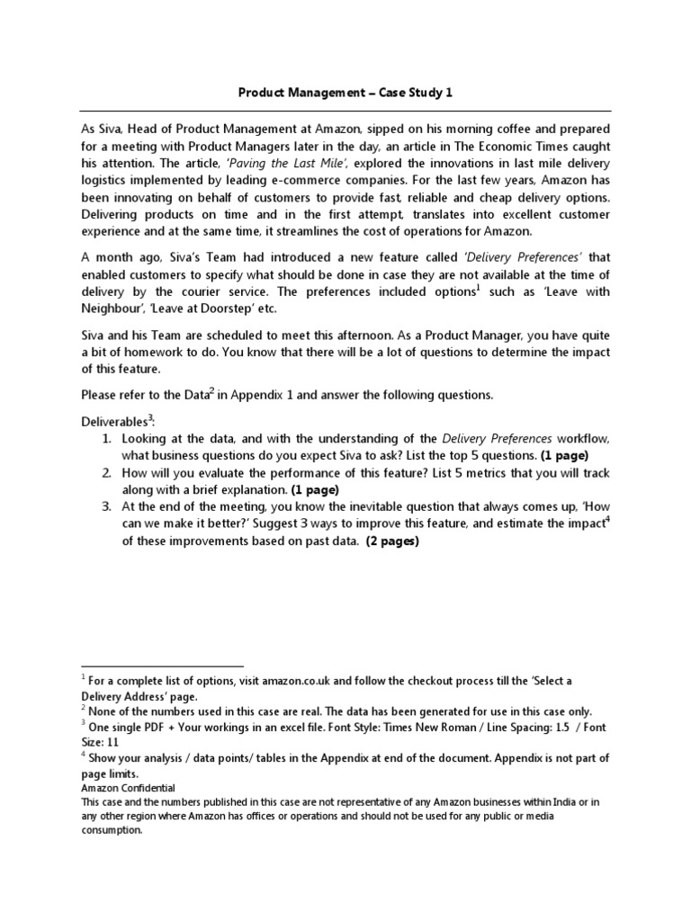 Amazon Delivery Preferences Case Study | PDF | Amazon.Com | Business