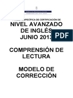 ING Avanzado ComprensionLectora JUN2013 Corrector PDF