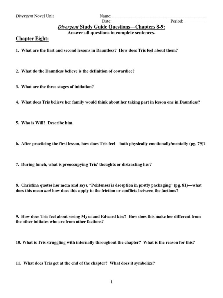 Divergent QuestionsChapters 89 PDF