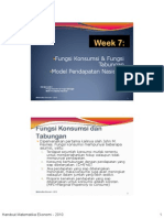 Week 7 Fungsi Konsumsi Fungsi Tabungan Model Pendapatan Nasional PDF