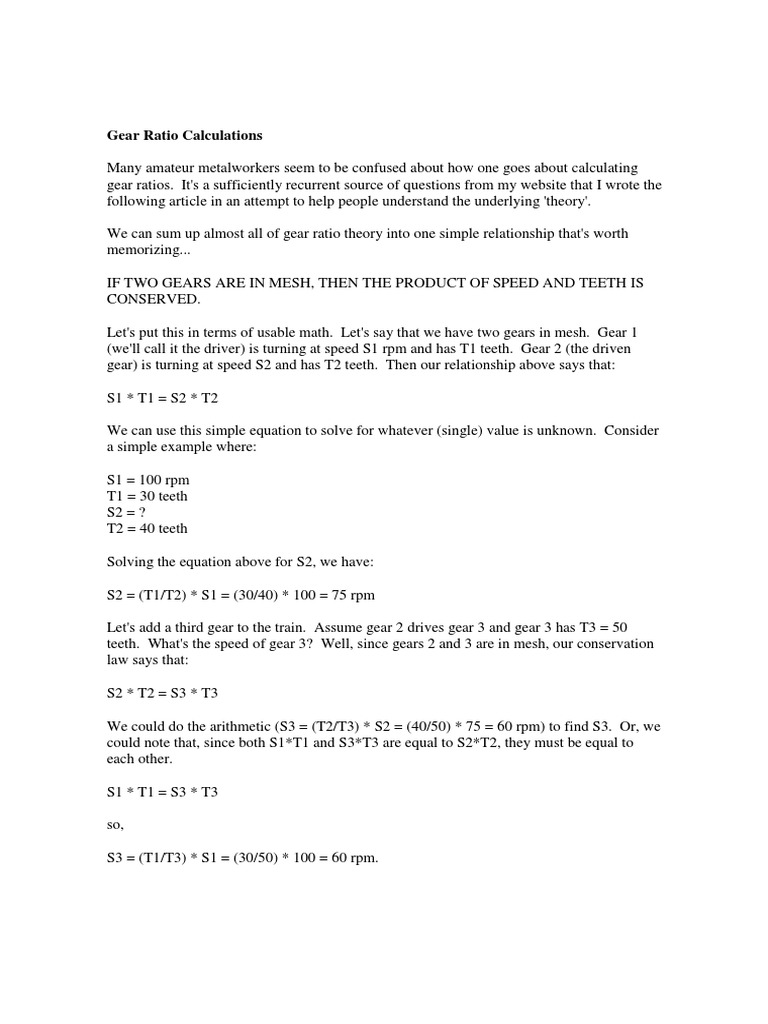 Gear ratio calculations.pdf | Gear | Physics & Mathematics