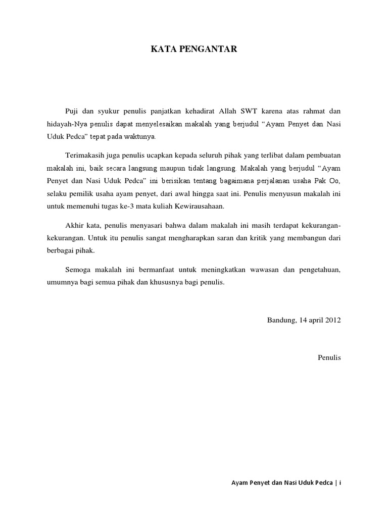 Contoh Kata Pengantar Jurnal - Contoh AJa