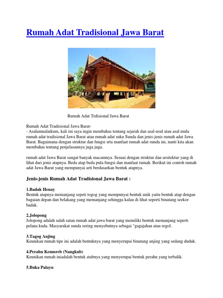  Rumah  Adat Tradisional  Jawa  Barat 
