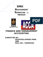 SMU A S: Finance and Management Accounting