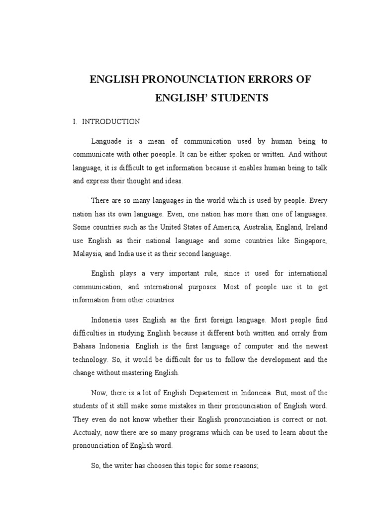English Pronoun CIA Ti On Errors of English | PDF | Vowel | Consonant