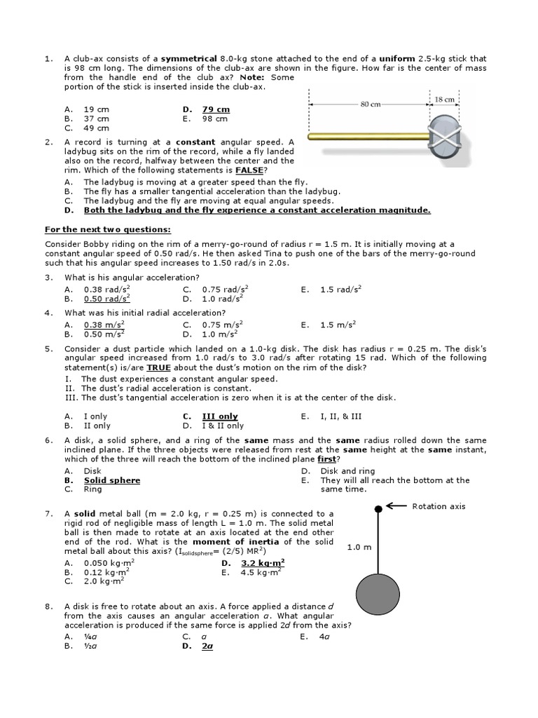 Angular Motion and Torque Concepts | PDF | Rotation Around A Fixed Axis ...
