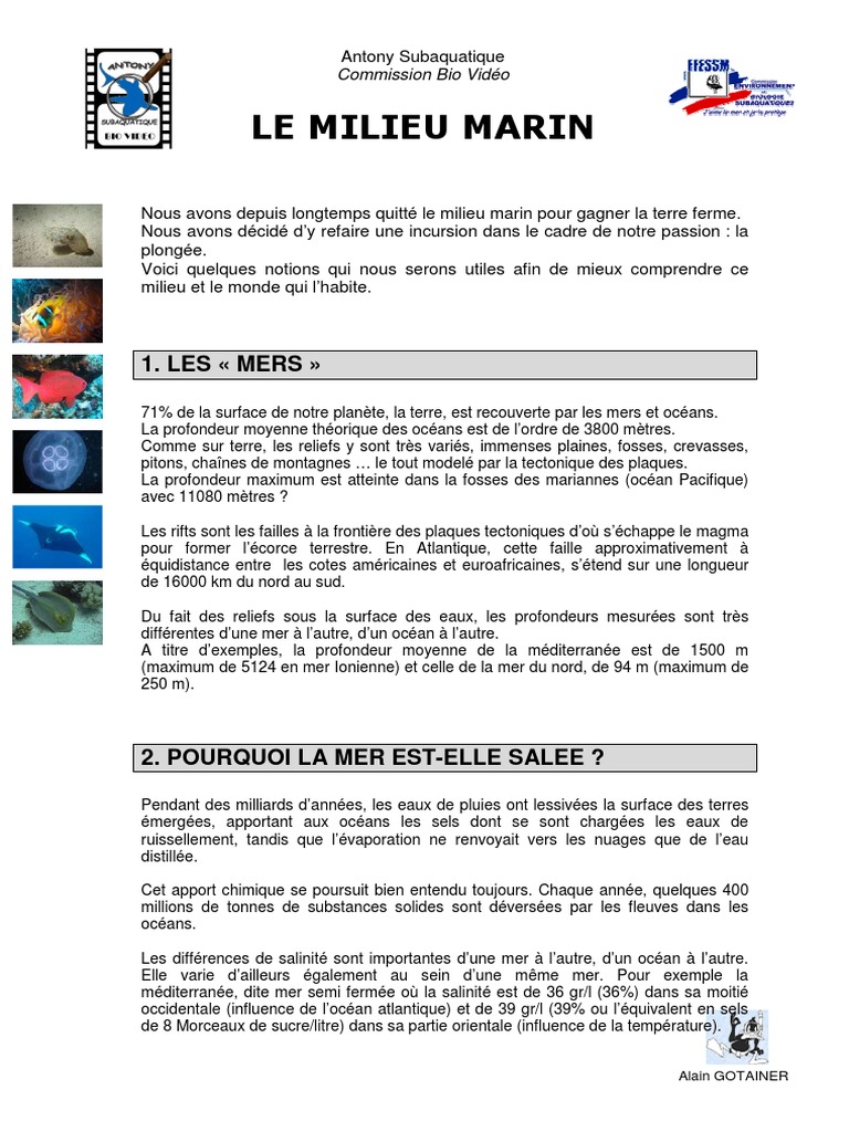 Cours PPT Biologie Marine Milieu Marin PDF | PDF | Océan | Eau de mer