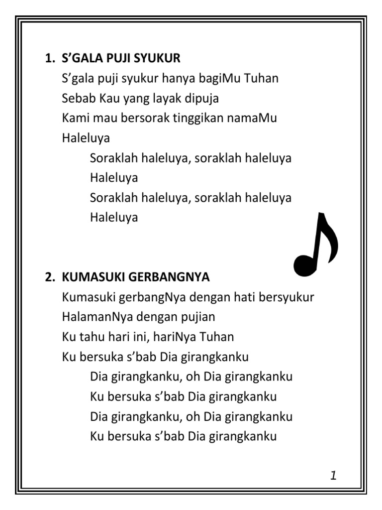 Kumpulan Lagu Ibadah Pemuda Remaja FONT BESAR