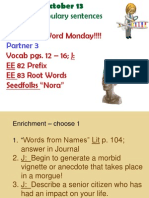 HW: J: Vocabulary Sentences Class