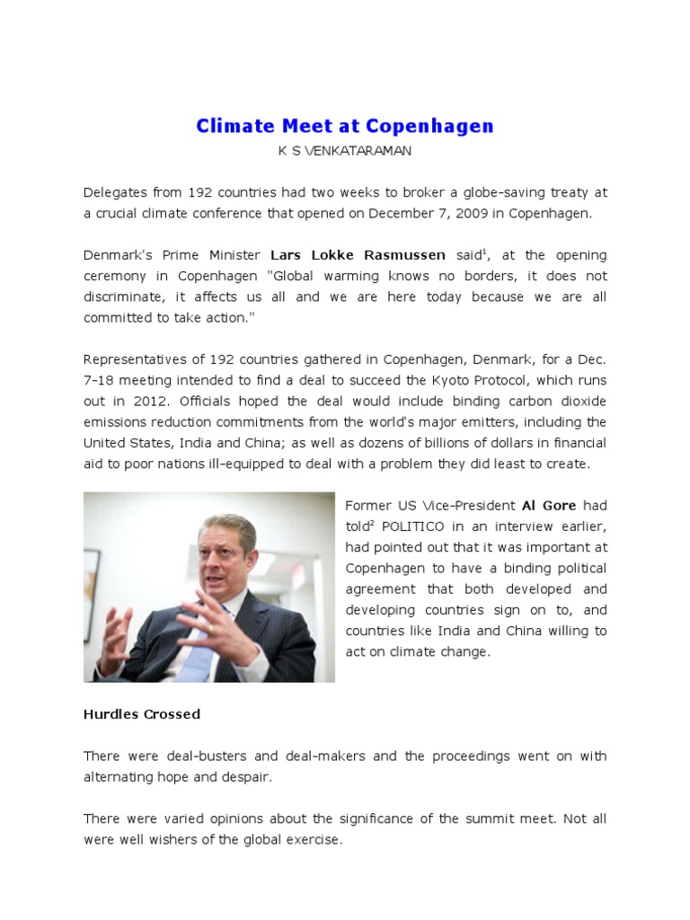 Copenhagen Climate Conference 2009 Summary | PDF | United Nations ...