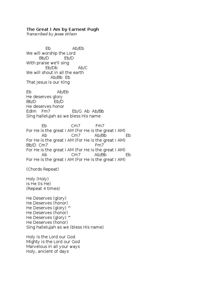 The Great I Am By Earnest Pugh Pdf